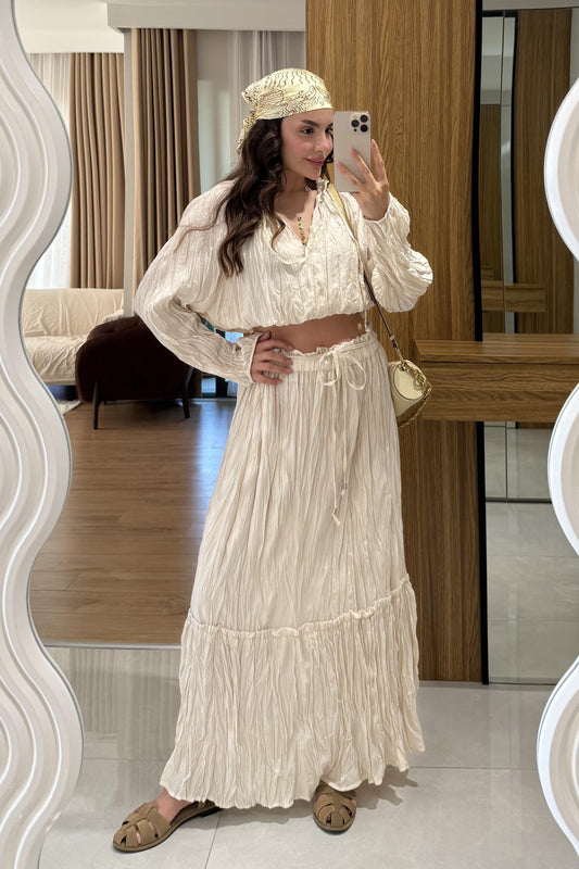 Lunira Ekru Kraş İkili Takım