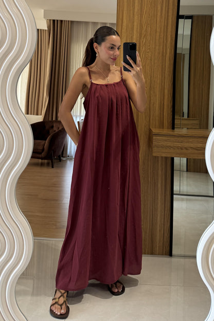 Lusive Bordo Cepli Maxi Elbise
