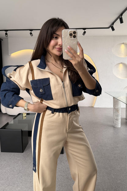 Luther Krem Kot Karışımlı Tasarım Takım