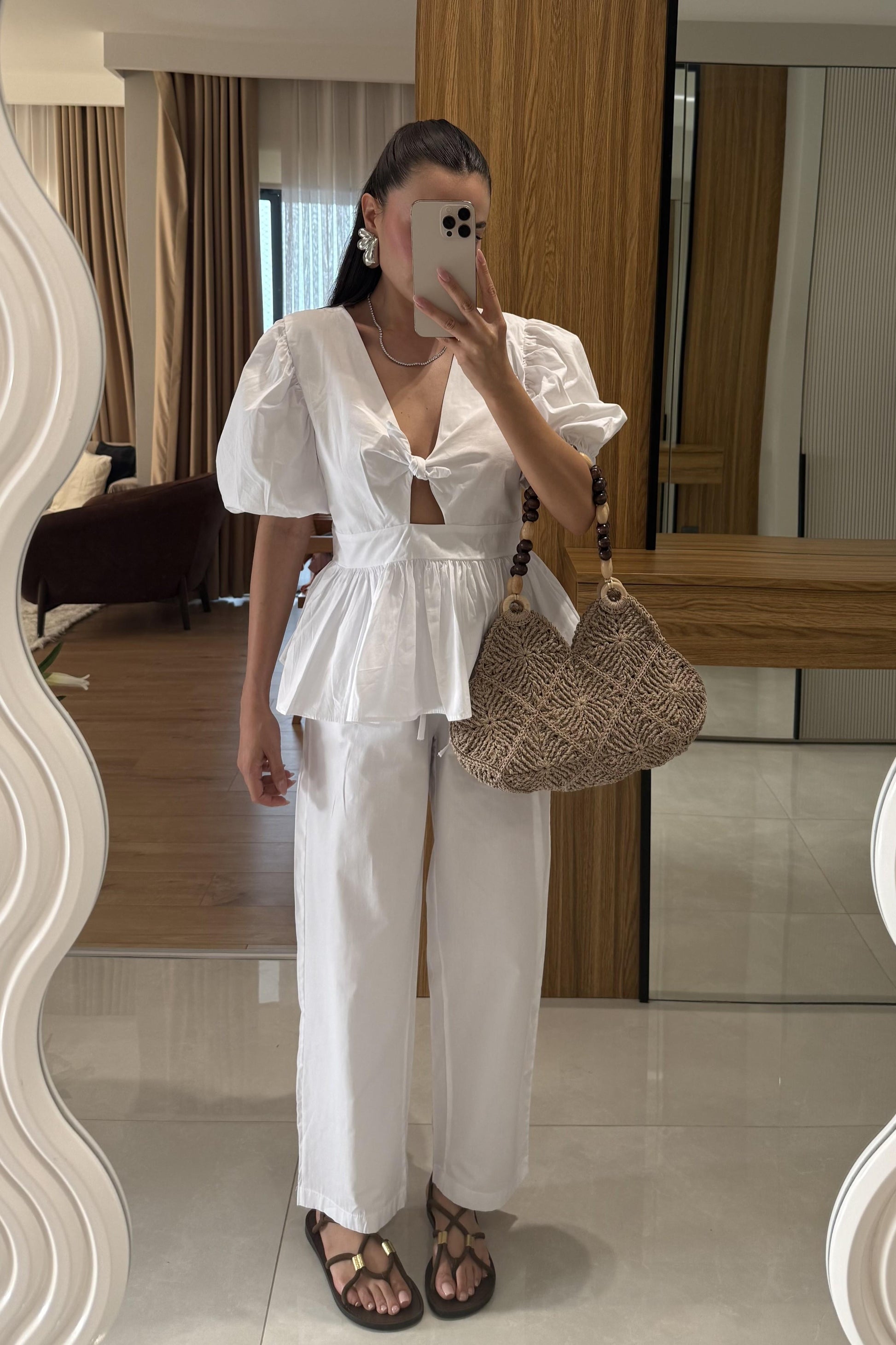 Luwre Beyaz Poplin Takım