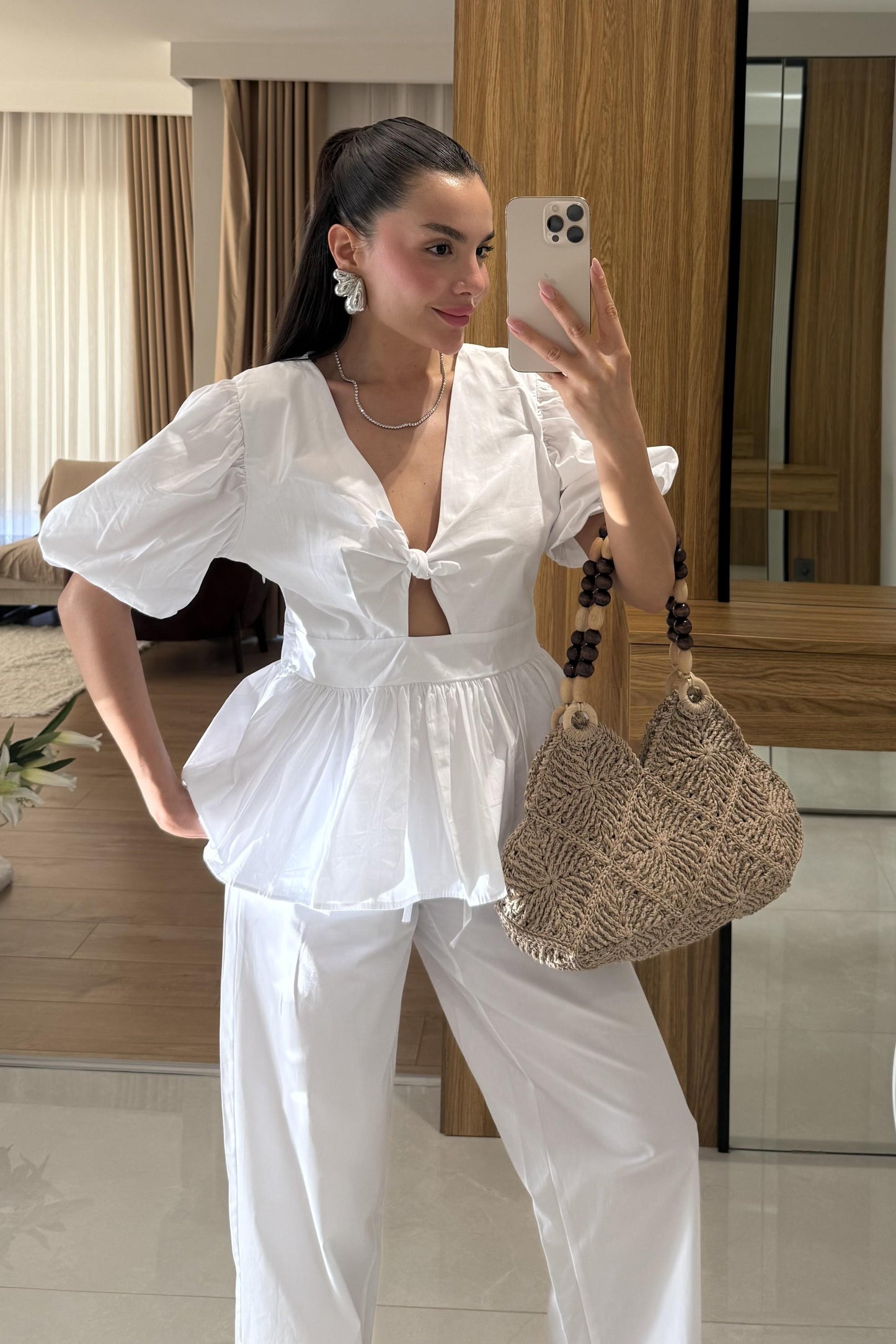 Luwre Beyaz Poplin Takım