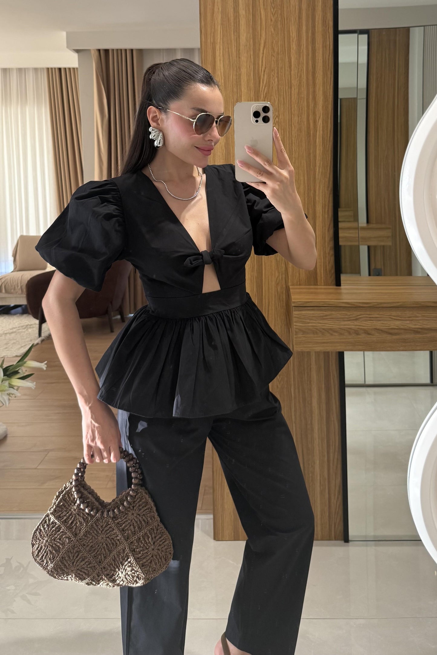 Luwre Siyah Poplin Takım