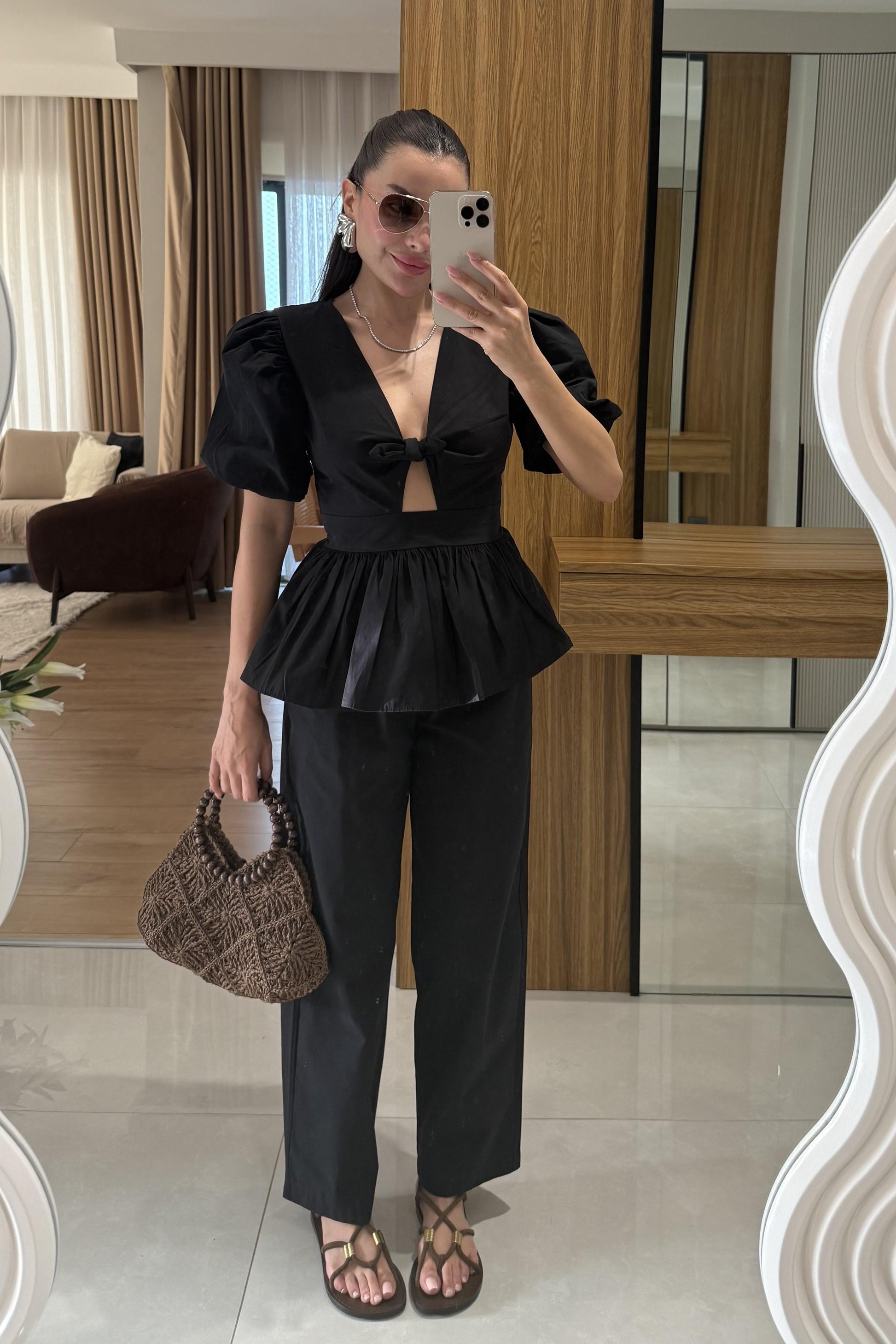 Luwre Siyah Poplin Takım