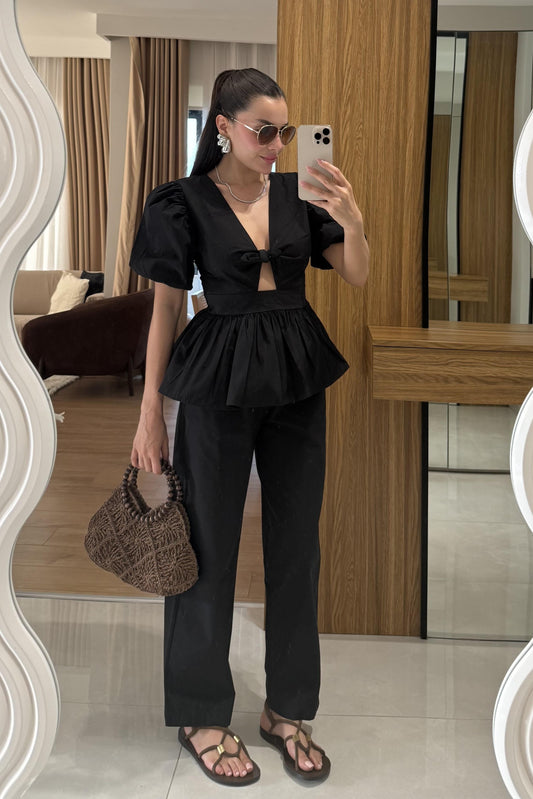 Luwre Siyah Poplin Takım