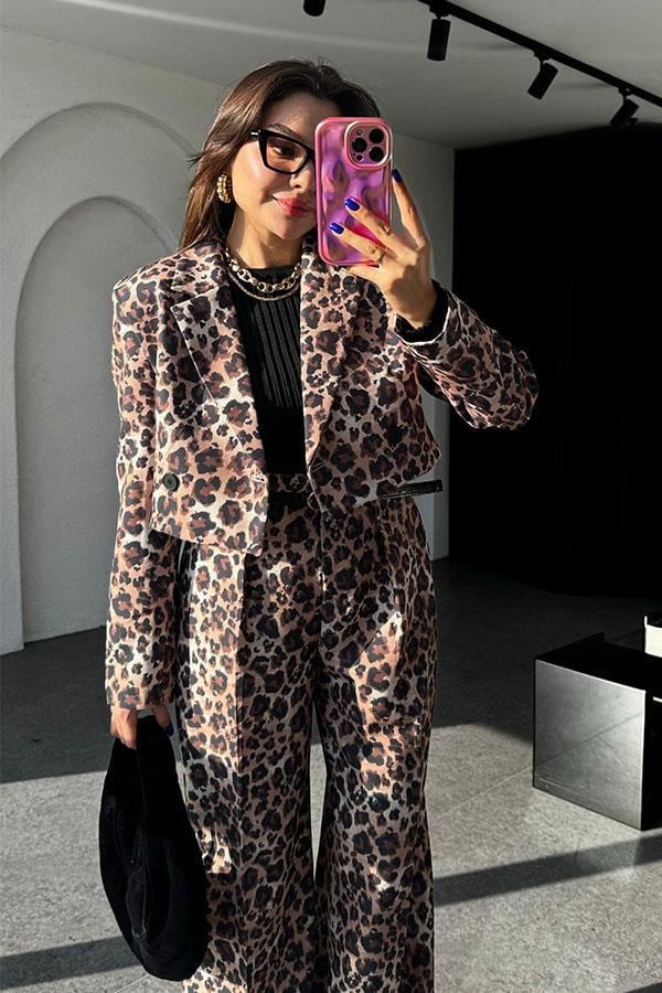 Luxe Leopar Vatkalı Ceket