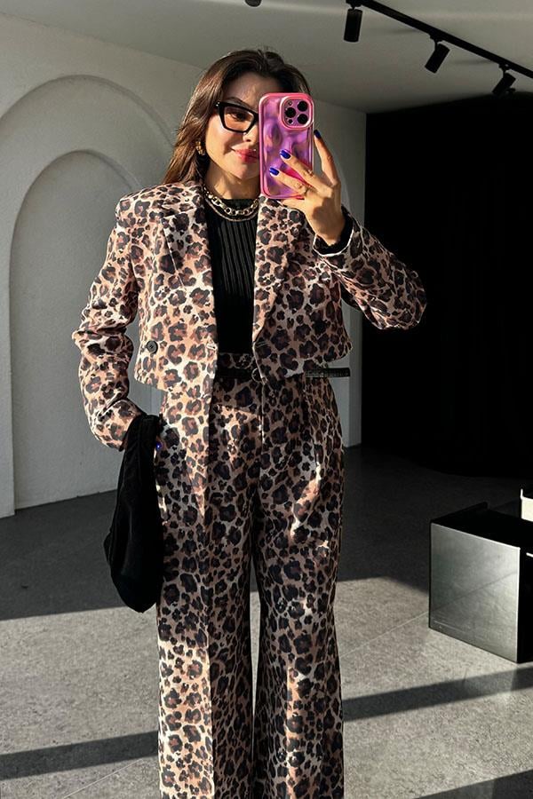 Luxe Leopar Vatkalı Ceket