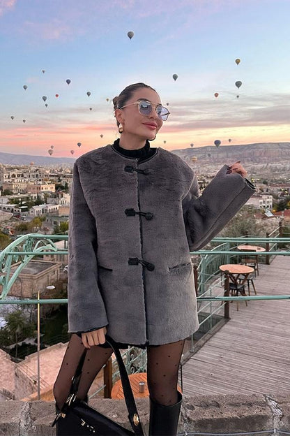 Luxury Tasarım Gri Kürk