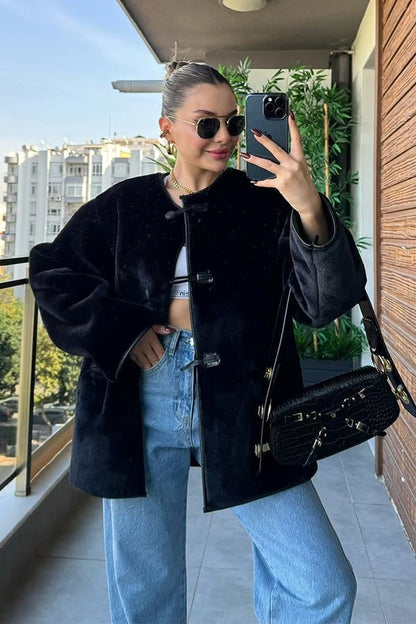 Luxury Tasarım Siyah Kürk