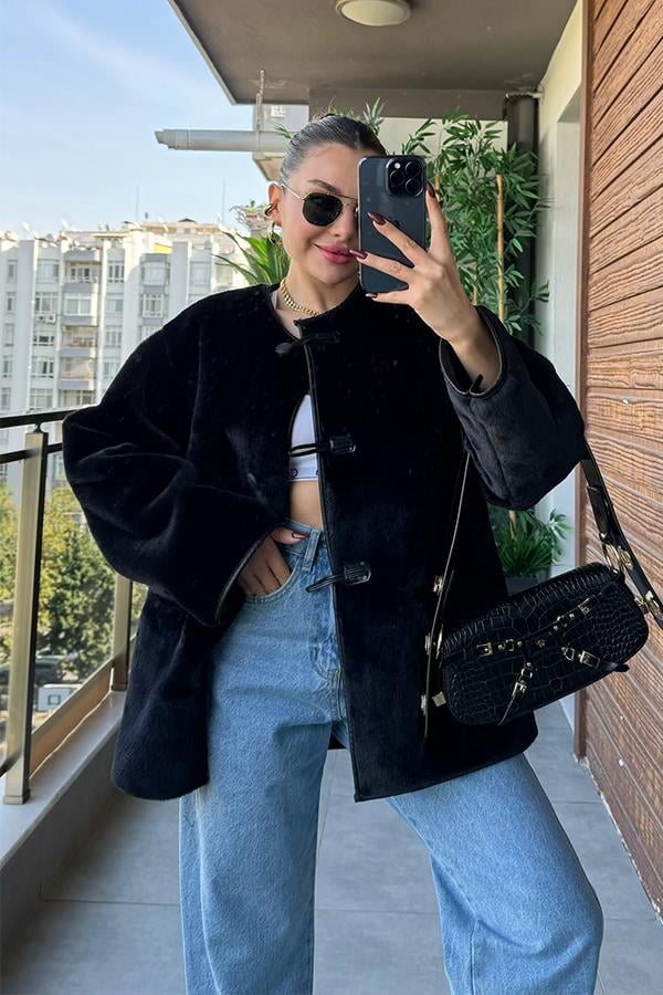 Luxury Tasarım Siyah Kürk