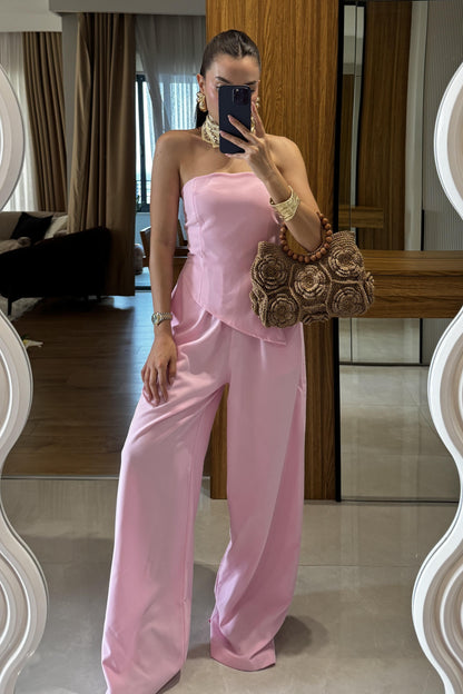 Lyone Pembe Straplez Takım