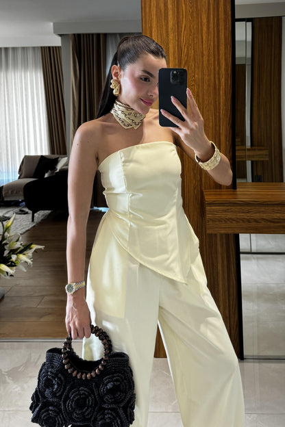 Lyone Sarı Straplez Takım