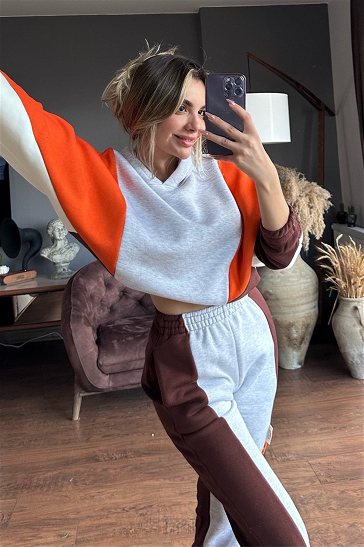 Mad girl turuncu kahve renk eşofman takımı