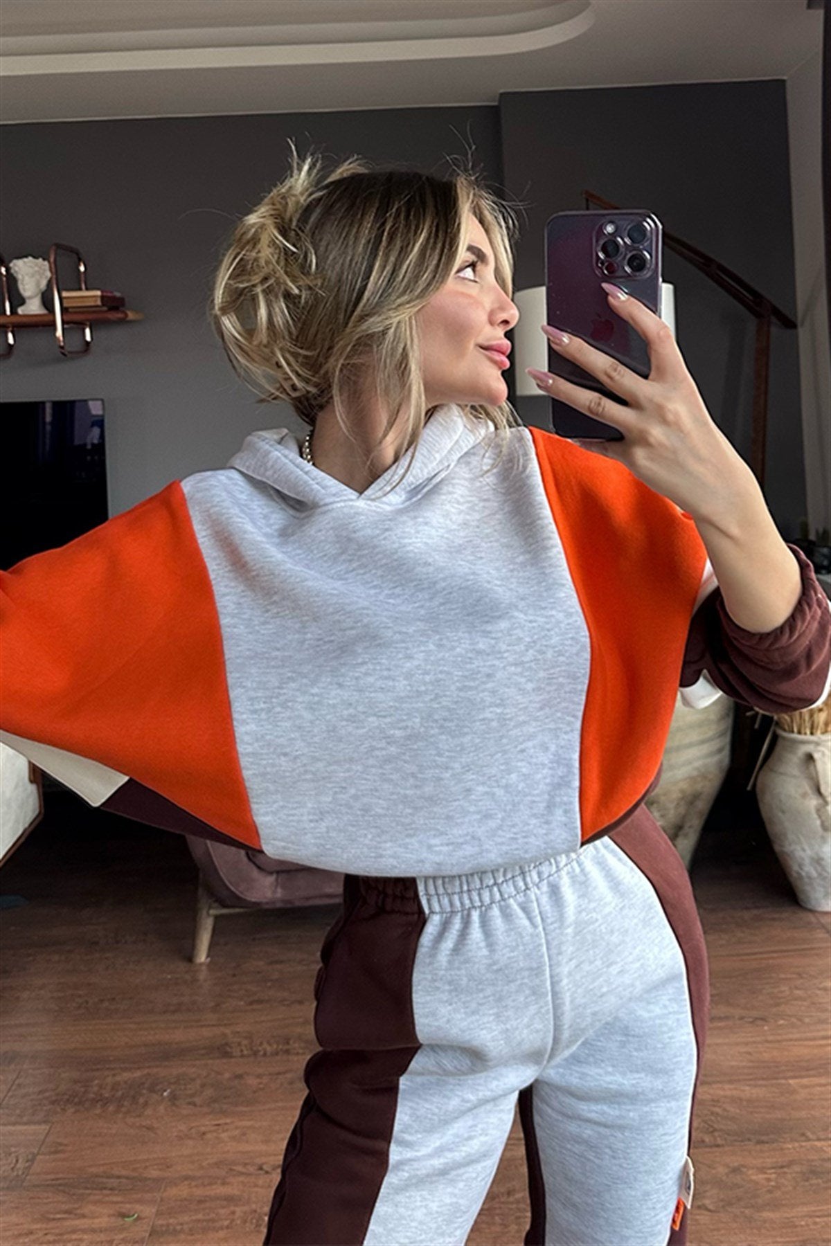 Mad girl turuncu kahve renk eşofman takımı