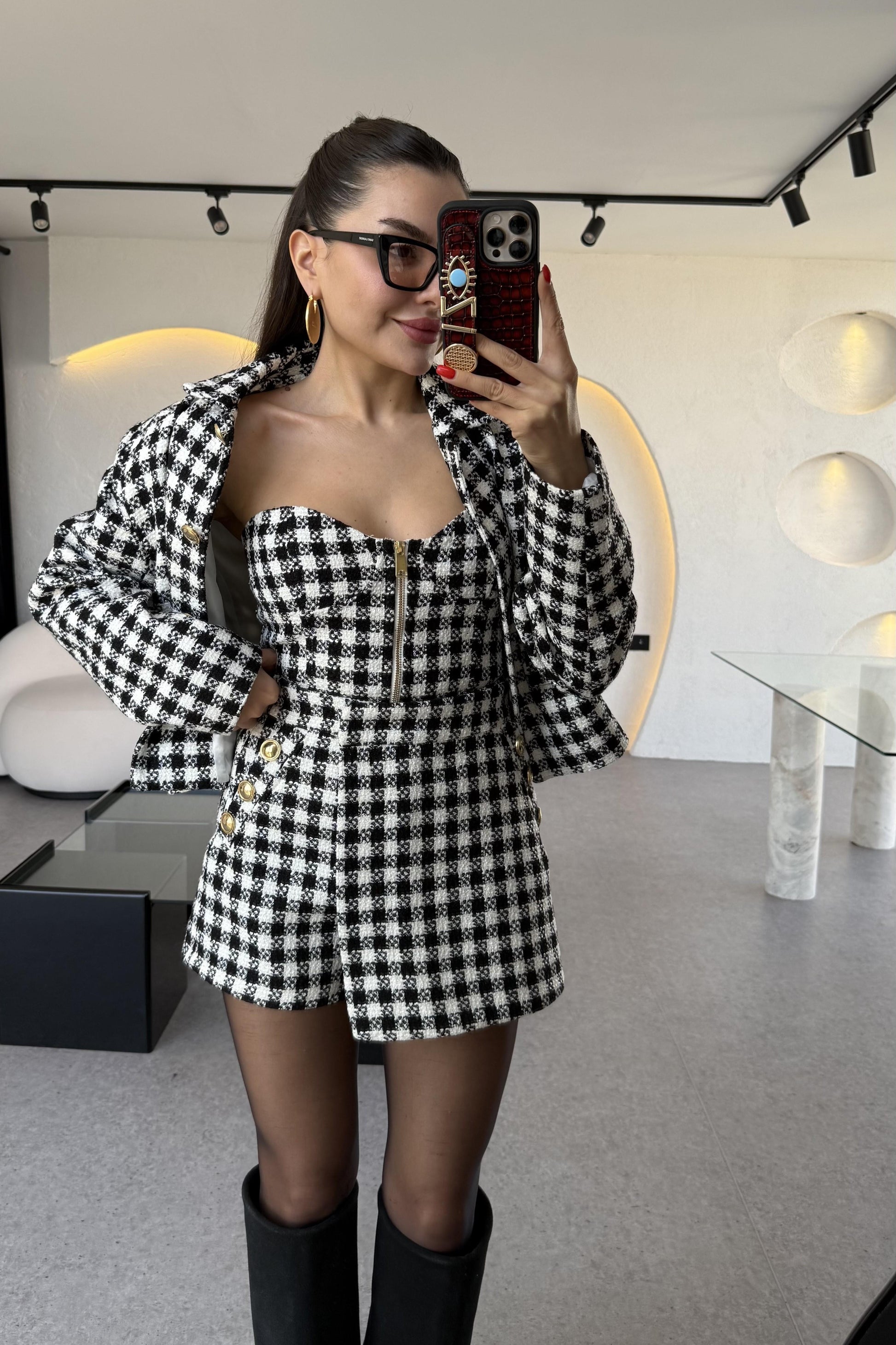 Maddox Siyah Gold Düğmeli Tüvit Ceket