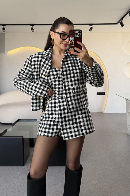 Maddox Siyah Gold Düğmeli Tüvit Ceket