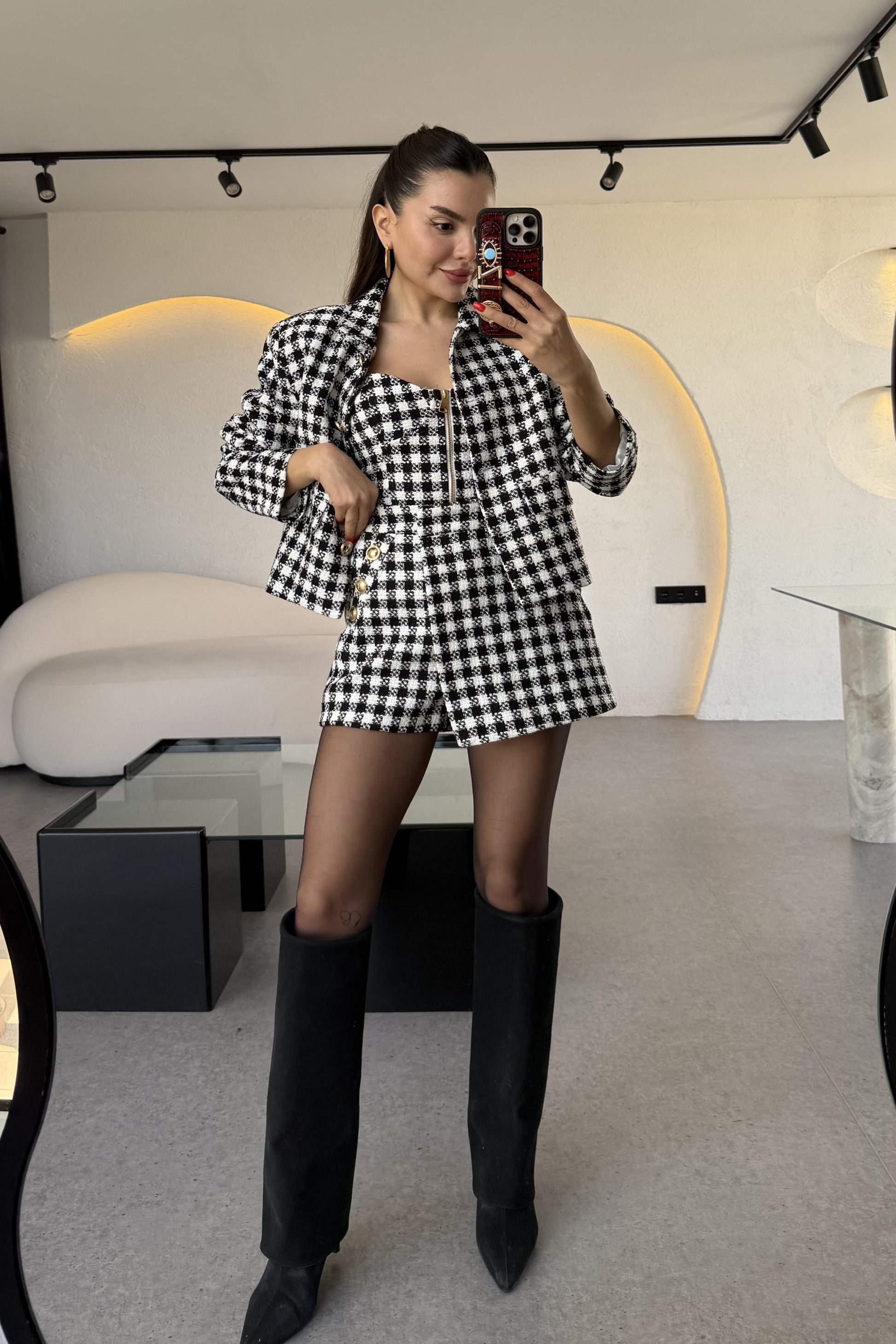 Maddox Siyah Gold Düğmeli Tüvit Ceket