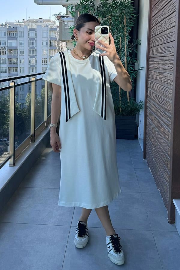 Maev Binocu Baskılı Elbise - Beyaz