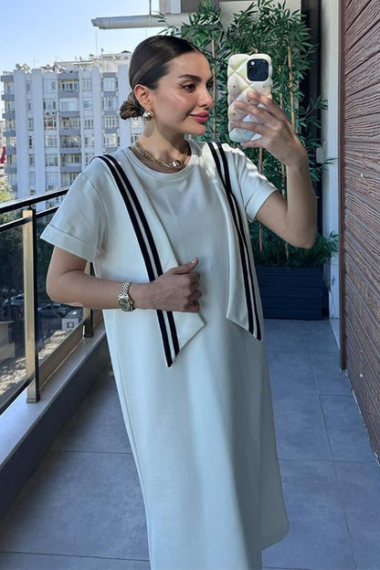 Maev Binocu Baskılı Elbise - Beyaz