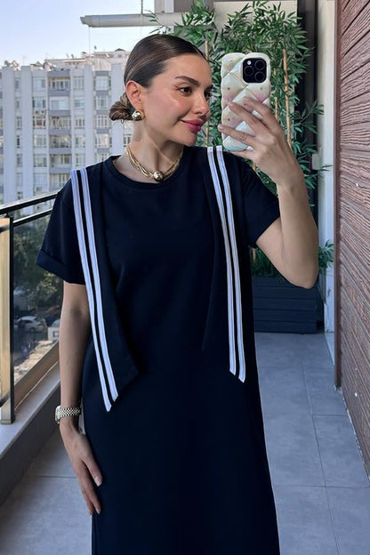 Maev Binocu Baskılı Elbise - Lacivert