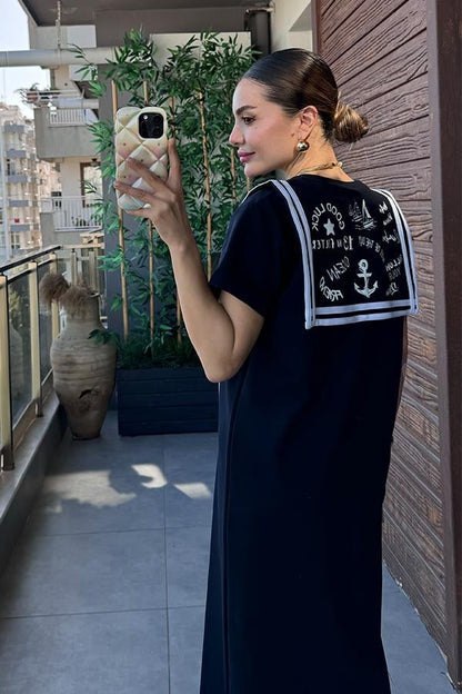 Maev Binocu Baskılı Elbise - Lacivert