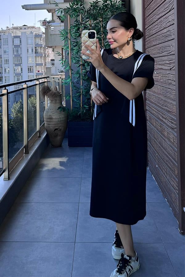 Maev Binocu Baskılı Elbise - Lacivert