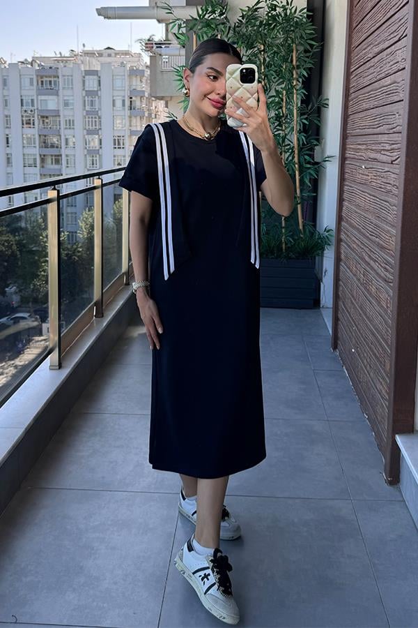 Maev Binocu Baskılı Elbise - Lacivert