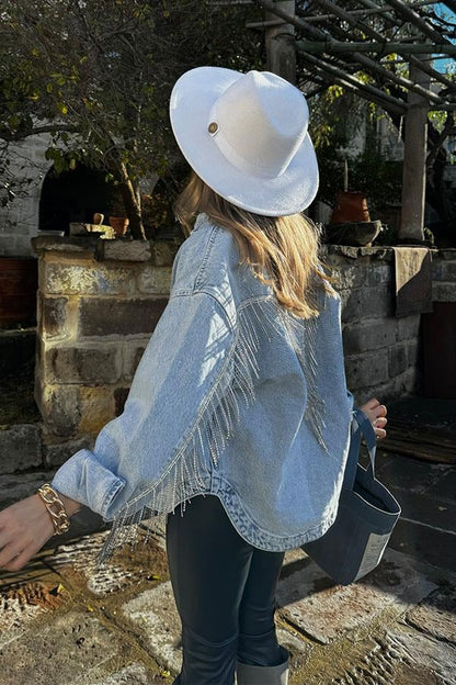 Maika Arkası Taşlı Kot Ceket