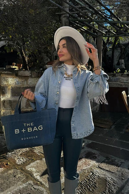 Maika Arkası Taşlı Kot Ceket