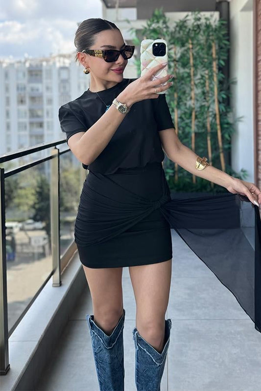 Manon Eteği Detaylı Tasarım Elbise