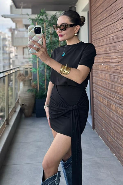 Manon Eteği Detaylı Tasarım Elbise