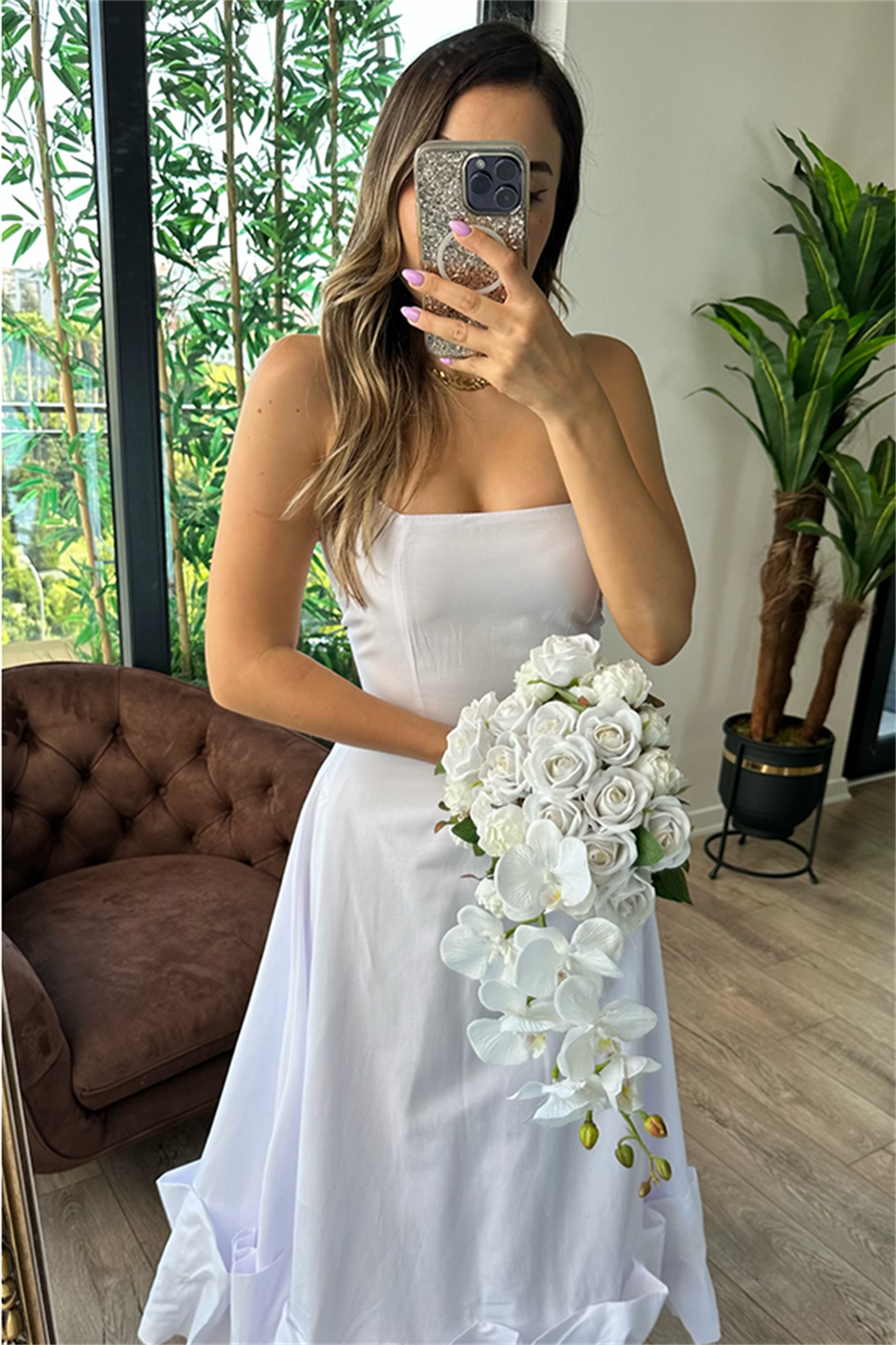 Margaret altı tasarım beyaz elbise