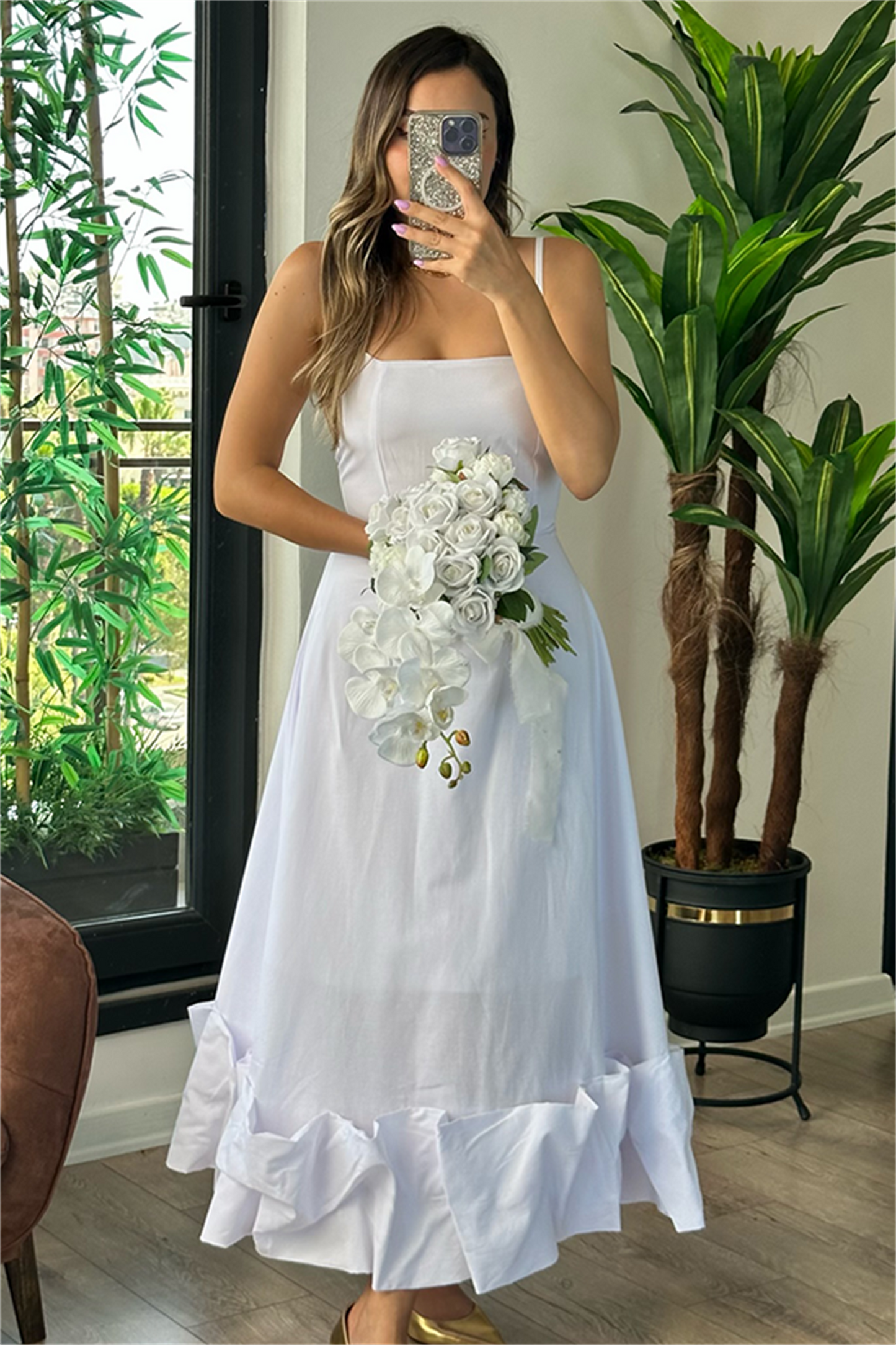 Margaret altı tasarım beyaz elbise