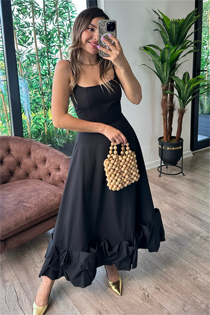 Margaret altı tasarım siyah elbise