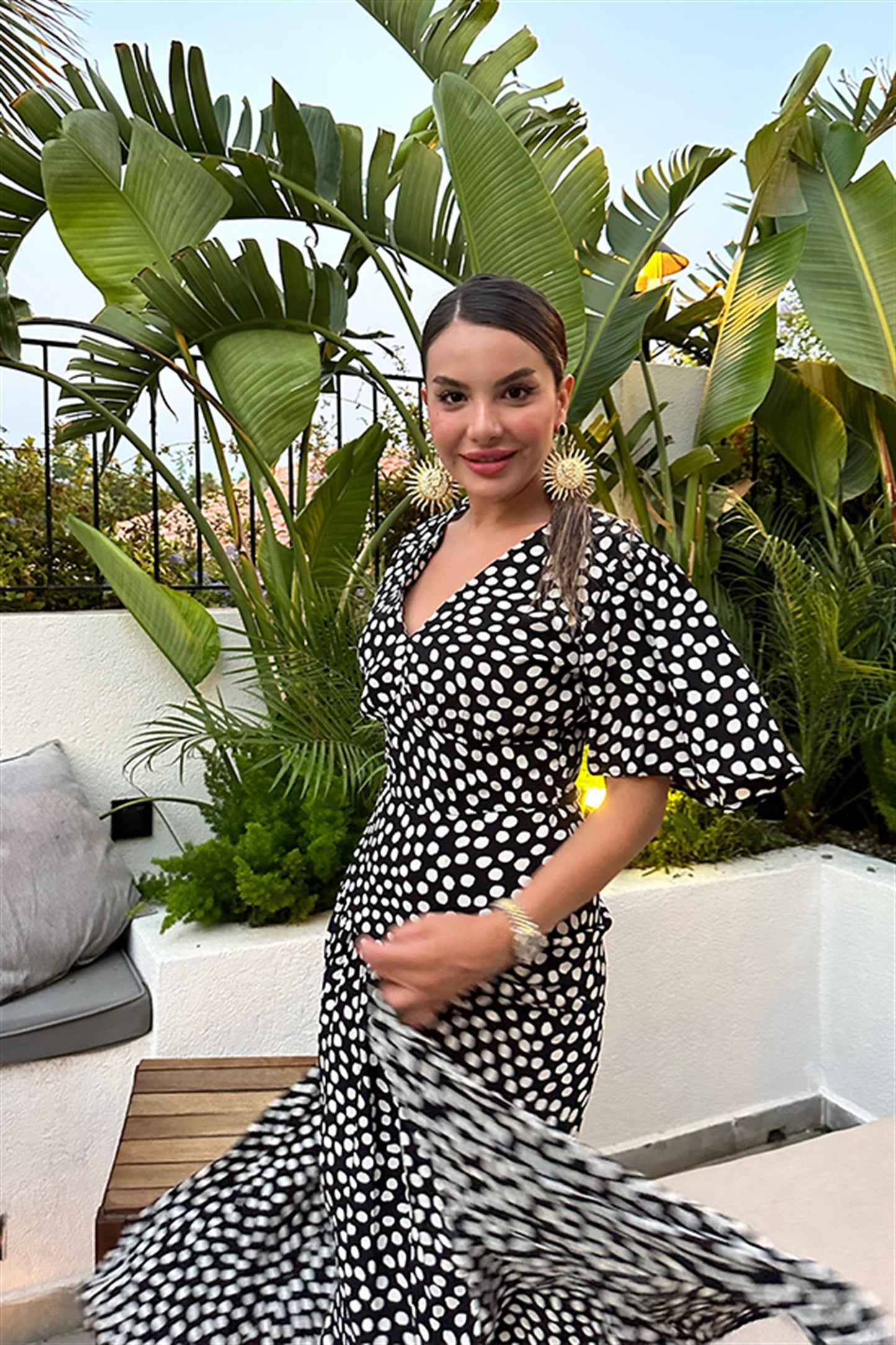 Marilyn puantiyeli maxi elbise