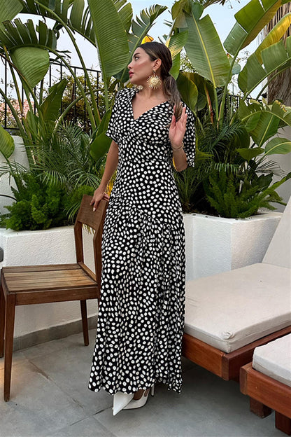 Marilyn puantiyeli maxi elbise