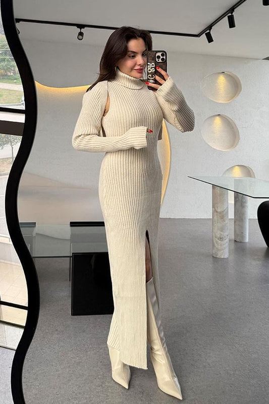 Martoni Krem Bolerolu Elbise