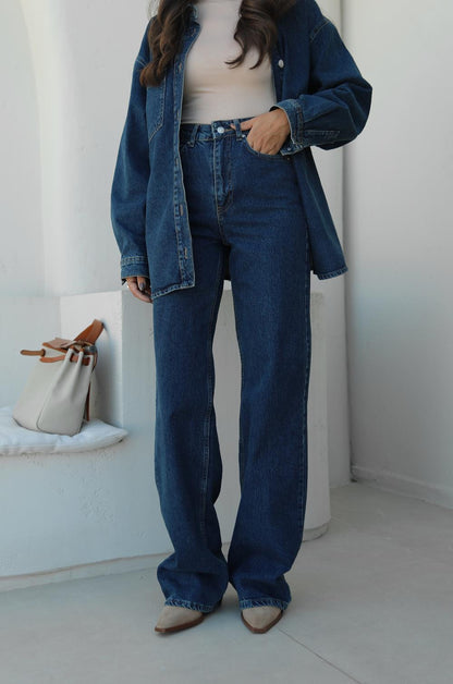 MAVI TEK CEPLI CEKET PANTOLON DENIM TAKIM