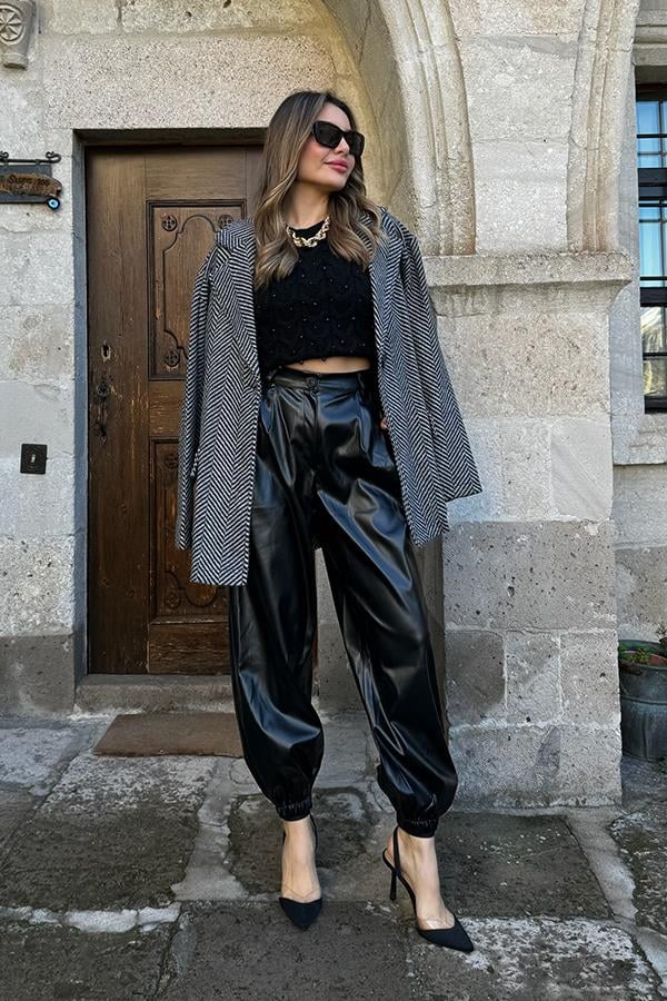 Mela Balık Sırtı Kaşe Kaban