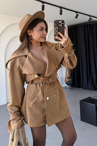 Mercuri Camel Tasarım Süet Elbise