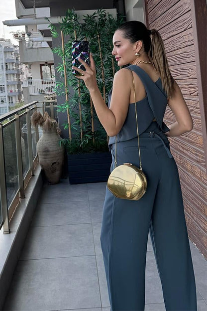 Holland Arkası Çapraz Yelek - İndigo