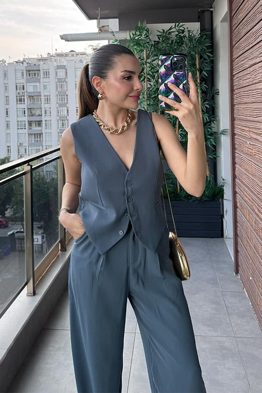 Holland Arkası Çapraz Yelek - İndigo