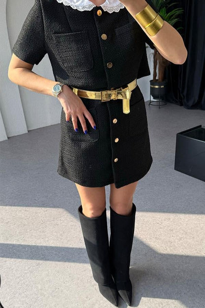 Mers Bebe Yaka Tüvit Elbise