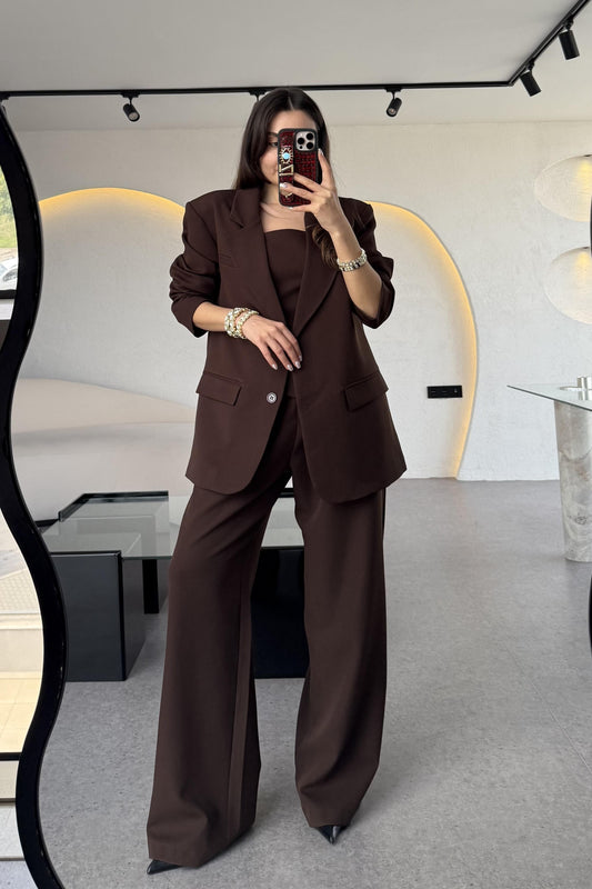 Milano Kahve Üçlü Lux Premium Takım