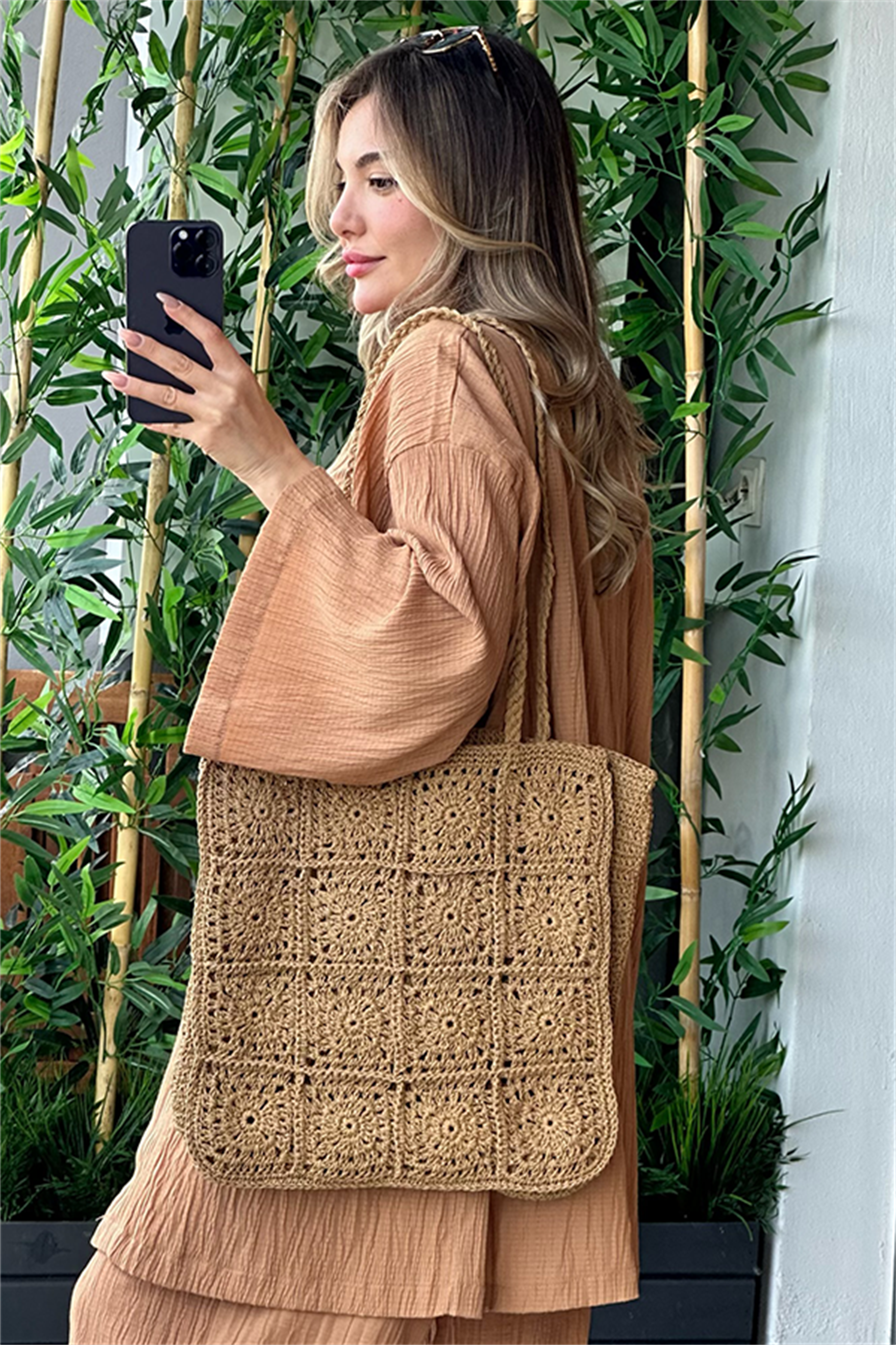 Havana kimonolu bohem takım - Karamel