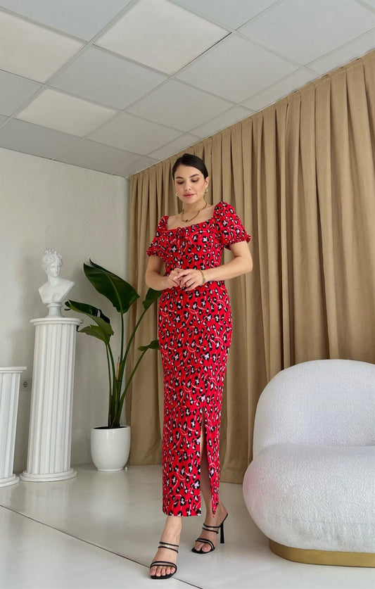 Mina kırmızı fitilli kalem elbise