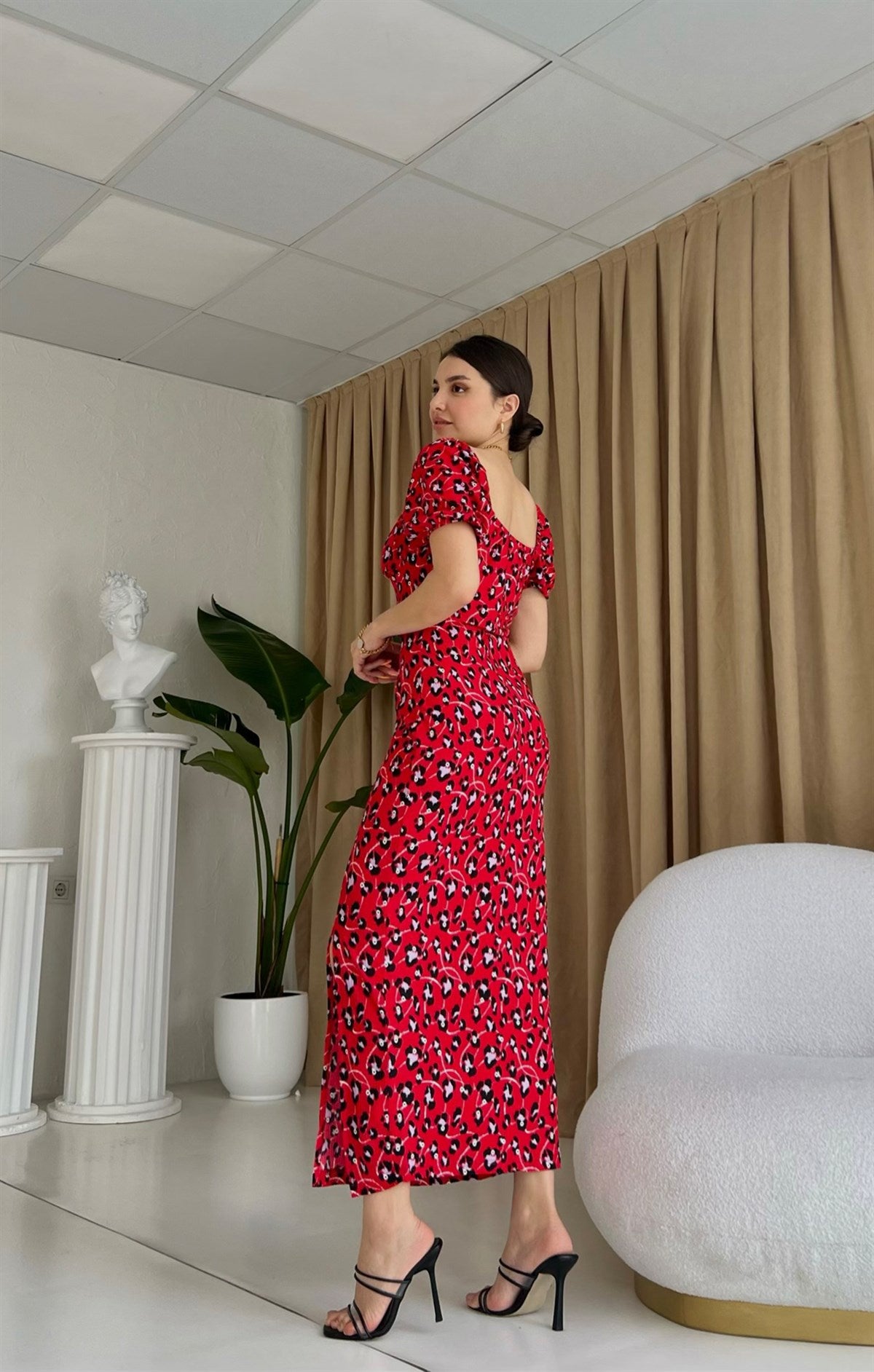 Mina kırmızı fitilli kalem elbise