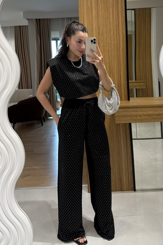 Minora Siyah Taşlı Vatkalı Takım