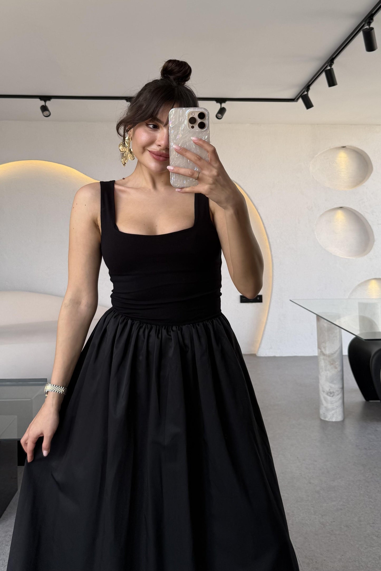 Monge Kalın Askılı Maxi Balon Elbise