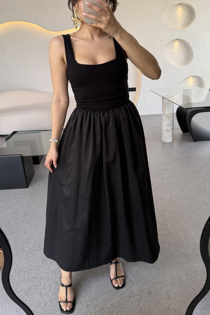 Monge Kalın Askılı Maxi Balon Elbise