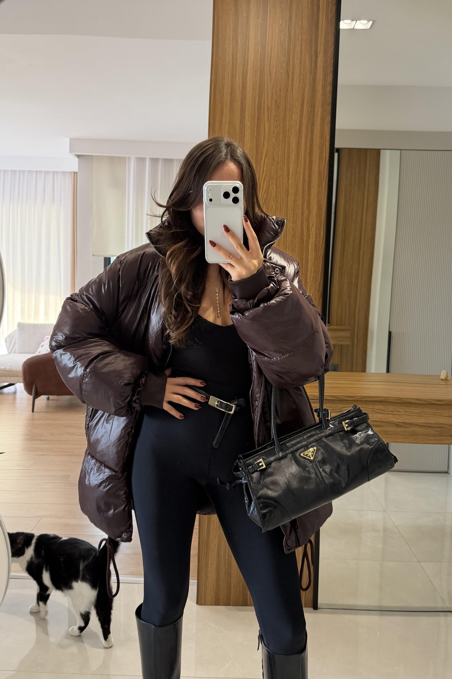 Monje Kahve Şişme Mont